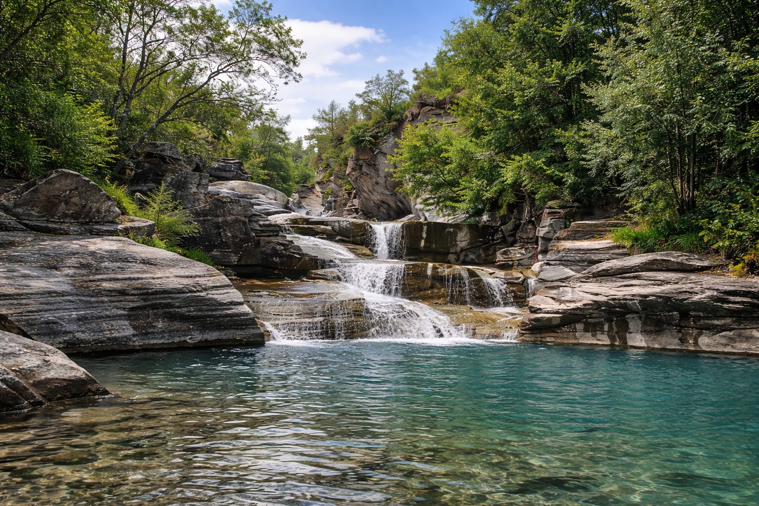 La cascade cachée sur le sentier entre Bonneval et l'Ecot