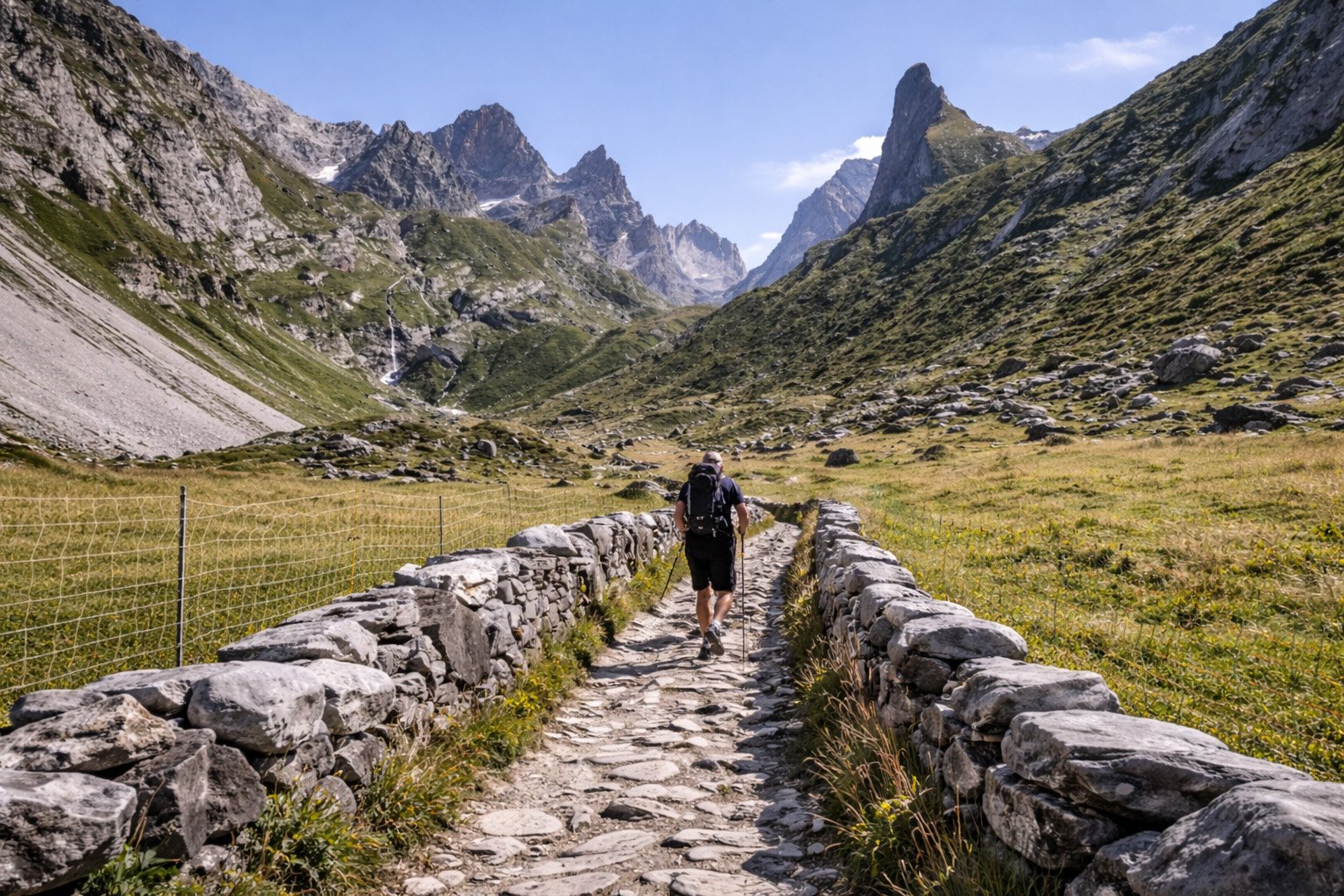 Murets de la Route du Sel dans le vallon de la Glière - Vanoise