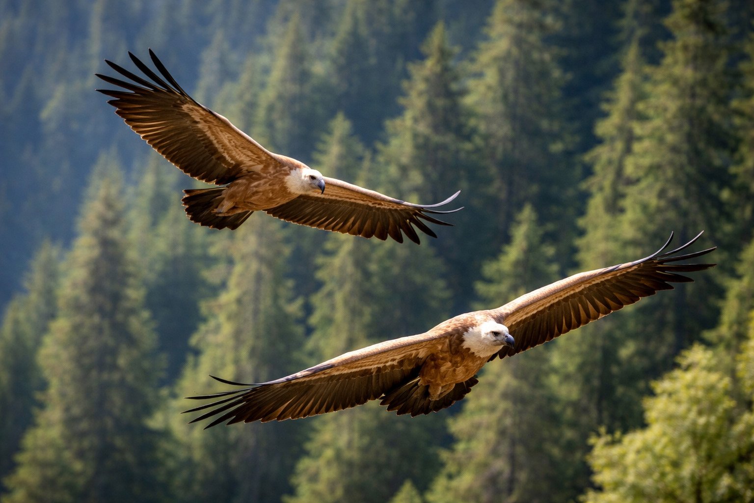 Groupe de vautours fauves en thermique